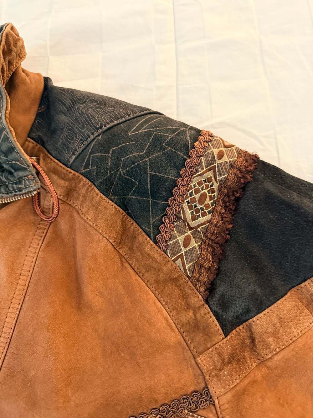 Vintage Genuine Leather Suede Bomber Jacket Brown Southwestern Western Women’s - Picture 5 of 14